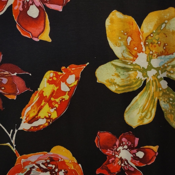 Peck & Peck Black Vibrant Floral Long Sleeve Tunic Dress Size Medium - Picture 5 of 13